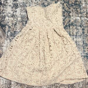 Neiman Marcus Cream Lace Midi Dress